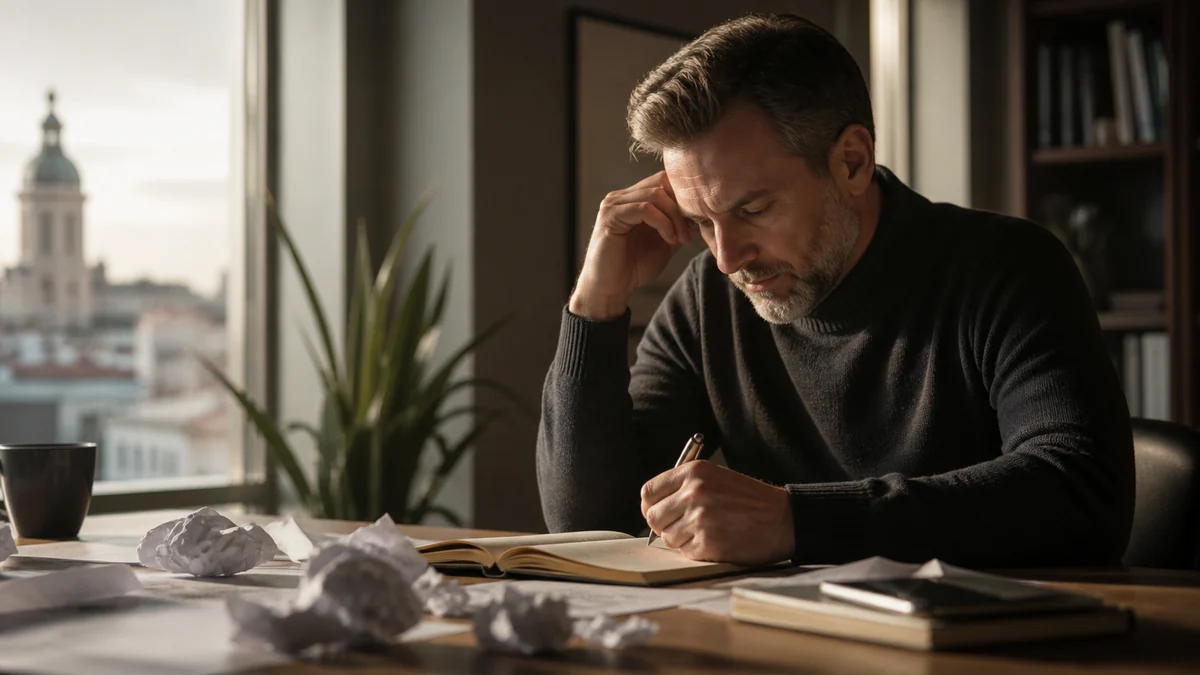 Lider analizuje nieudaną decyzję i spokojnie zapisuje lekcje na przyszłość